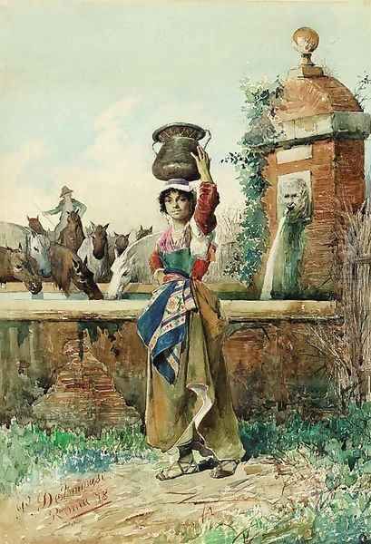 At the well Oil Painting by Publio Tommasi