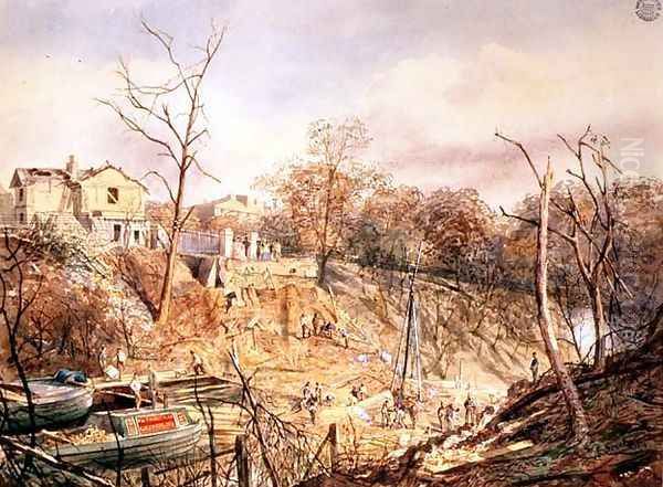 Macclesfield Bridge and the Canal after the Regents Park Explosion, 1874 Oil Painting by Eliza Turck