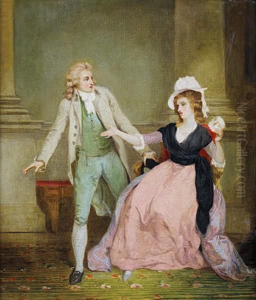 Mr Bannister And Miss Collins In A Scene From Oil Painting by Francis Wheatley