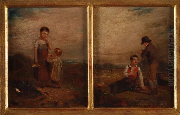 The Broken Pitcher Shepherd Boys Oil Painting by Francis Wheatley