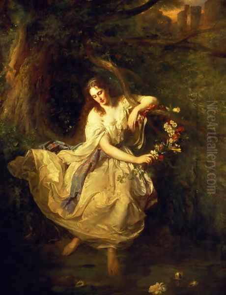 Ophelia Oil Painting by Carl F. W. Trautschold