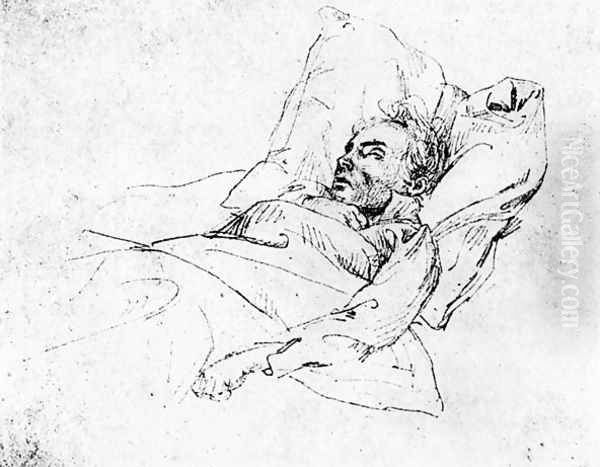 Ludwig van Beethoven 1770-1827 on his deathbed, 28th March 1827 Oil Painting by Josef Eduard Teltscher