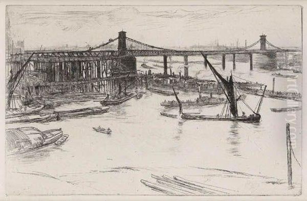 Old Hungerford Bridge Oil Painting by James Abbott McNeill Whistler