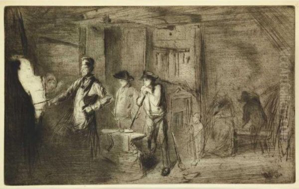 The Forge Oil Painting by James Abbott McNeill Whistler