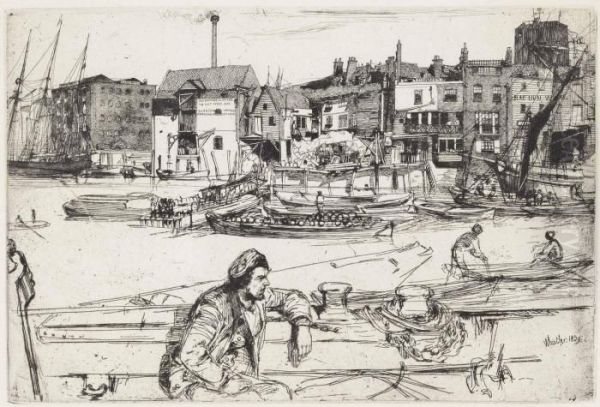 Black Lion Wharf, From: The Thames Set Oil Painting by James Abbott McNeill Whistler