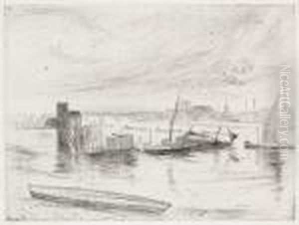 Battersea Dawn (cadogan Pier) Oil Painting by James Abbott McNeill Whistler