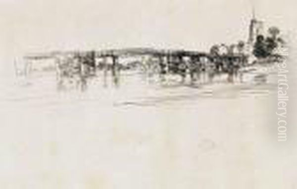 Little Putney Bridge Oil Painting by James Abbott McNeill Whistler