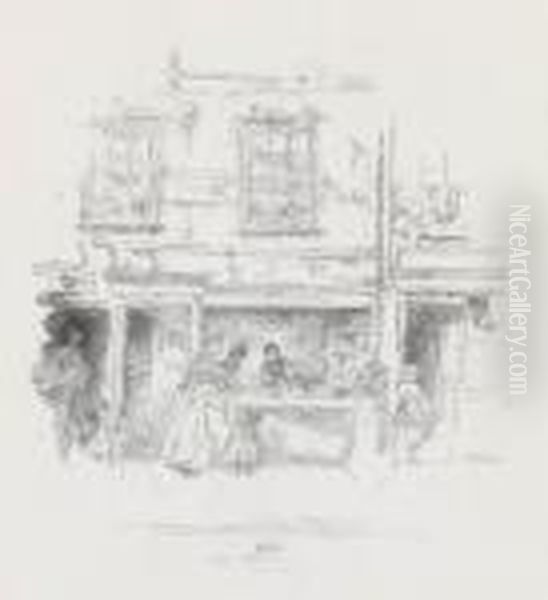 Maunder's Fish Shop, Chelsea Oil Painting by James Abbott McNeill Whistler