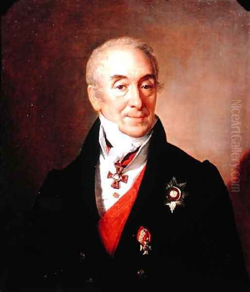 Portrait of S. Kushnikov, 1828 Oil Painting by Vasili Andreevich Tropinin