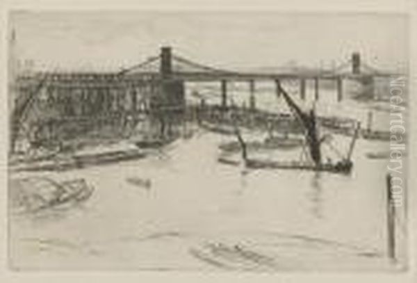 Old Hungerford Bridge Oil Painting by James Abbott McNeill Whistler