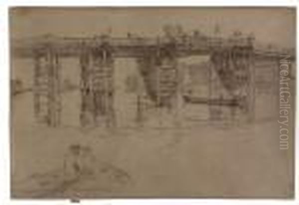 Old Putney Bridge Oil Painting by James Abbott McNeill Whistler