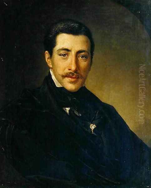 Portrait of the Author Alexander Sukhowo-Kobylin 1817-1903 Oil Painting by Vasili Andreevich Tropinin