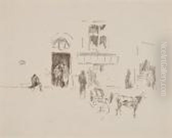 Gaiety Stage Door Oil Painting by James Abbott McNeill Whistler