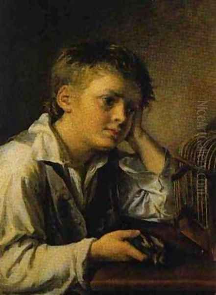 Boy With A Dead Goldfinch 1829 Oil Painting by Vasili Andreevich Tropinin