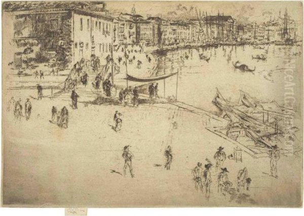 The Riva Oil Painting by James Abbott McNeill Whistler