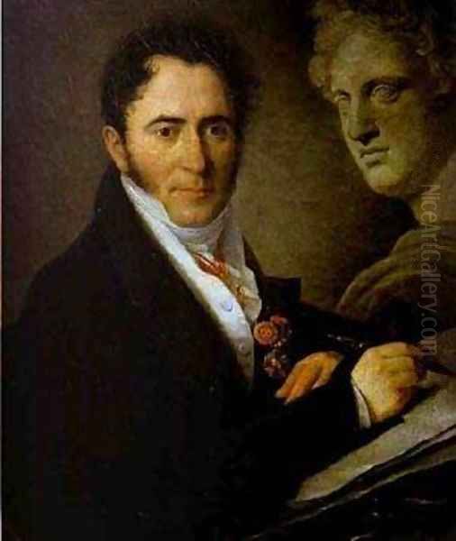 Portrait Of The Artist 1841 Oil Painting by Vasili Andreevich Tropinin