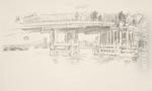 Old Battersea Bridge, From: Notes Oil Painting by James Abbott McNeill Whistler