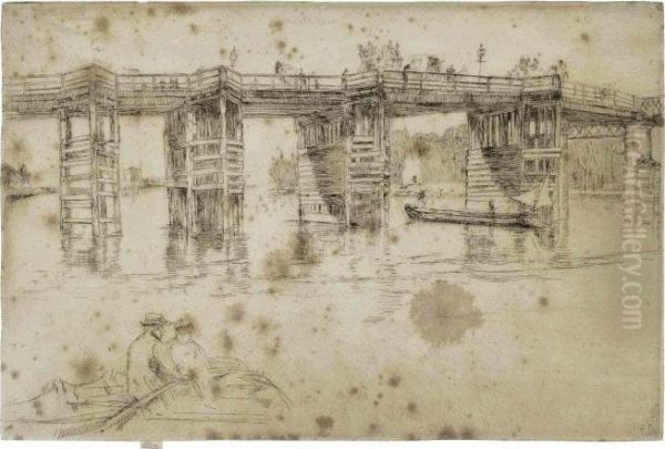 Old Putney Bridge Oil Painting by James Abbott McNeill Whistler