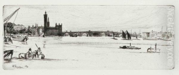 Old Westminster Bridge Oil Painting by James Abbott McNeill Whistler