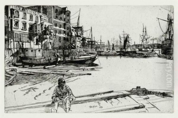 Eagle Wharf Oil Painting by James Abbott McNeill Whistler