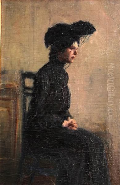 Portrait Of A Young Woman In Black Oil Painting by James Abbott McNeill Whistler