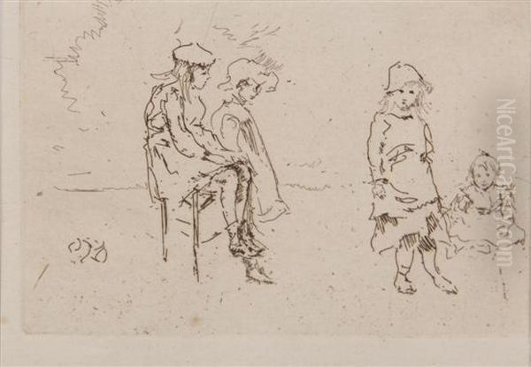 The Menpes Children 
 (from 
Whistler As I Knew Him Oil Painting by James Abbott McNeill Whistler