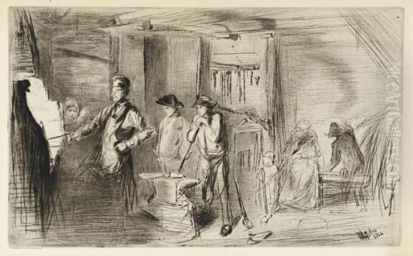 The Forge Oil Painting by James Abbott McNeill Whistler