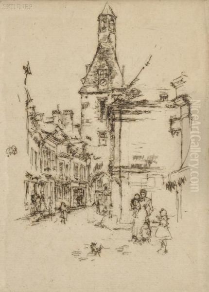 Clock-tower, 
Amboise Oil Painting by James Abbott McNeill Whistler