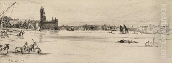 Old Westminster Bridge Oil Painting by James Abbott McNeill Whistler