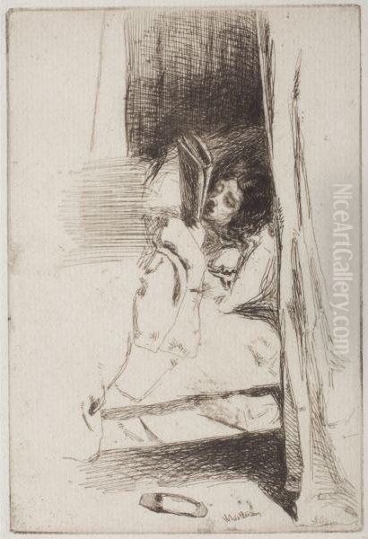 Reading In Bed Oil Painting by James Abbott McNeill Whistler