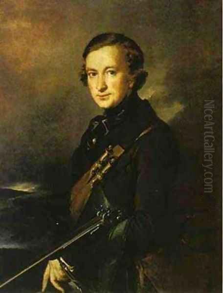 Portrait Of YU F Samarin In The Hunting Dress 1846 Oil Painting by Vasili Andreevich Tropinin