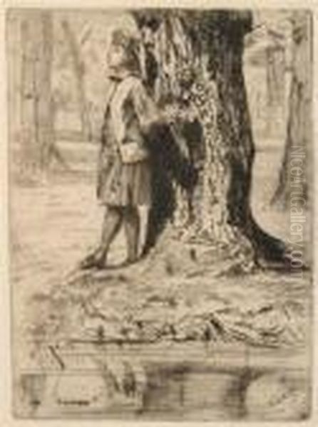 Seymour Standing Under A Tree by James Abbott McNeill Whistler