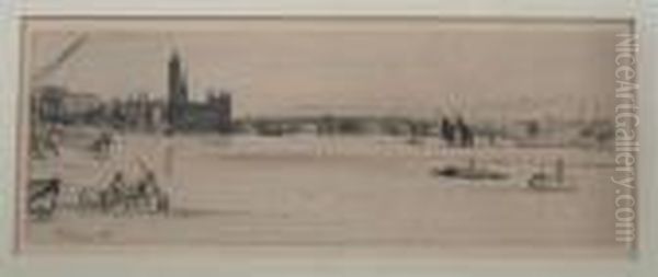 Old Westminster Bridge Oil Painting by James Abbott McNeill Whistler