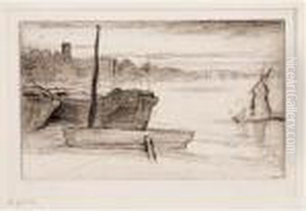 Chelsea Bridge And Church Oil Painting by James Abbott McNeill Whistler