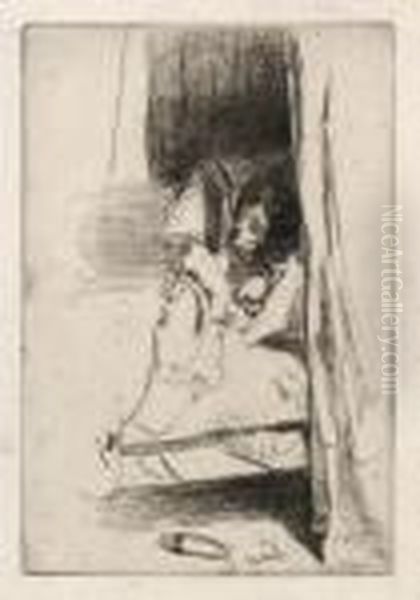 Reading In Bed Oil Painting by James Abbott McNeill Whistler