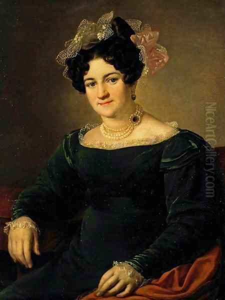 Portrait of P.I. Sapoznikova Oil Painting by Vasili Andreevich Tropinin