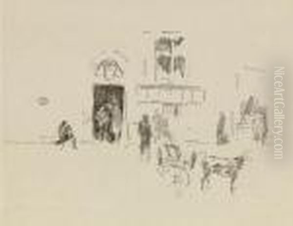 Gaiety Stage Door Oil Painting by James Abbott McNeill Whistler