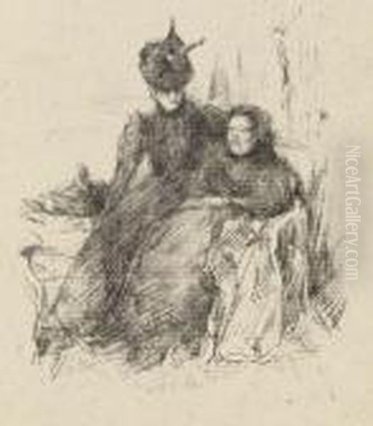 Mother And Daughter (la Mere Malade) Oil Painting by James Abbott McNeill Whistler