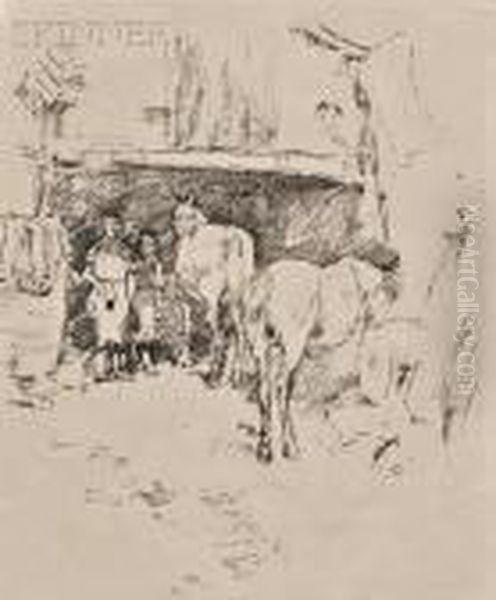 The Smiths Yard Oil Painting by James Abbott McNeill Whistler