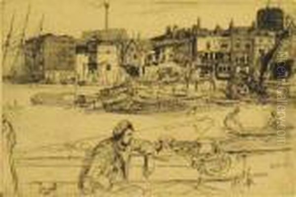 Black Lion Wharf Oil Painting by James Abbott McNeill Whistler