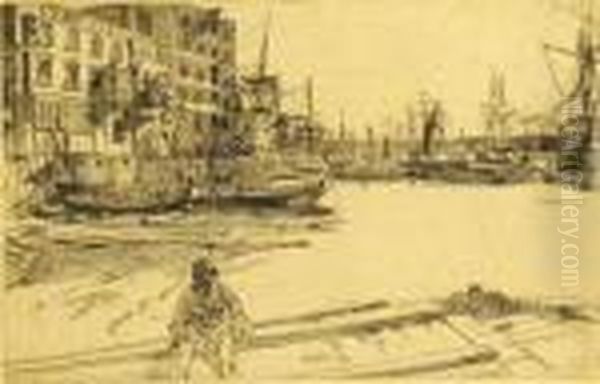 Eagle Wharf Oil Painting by James Abbott McNeill Whistler