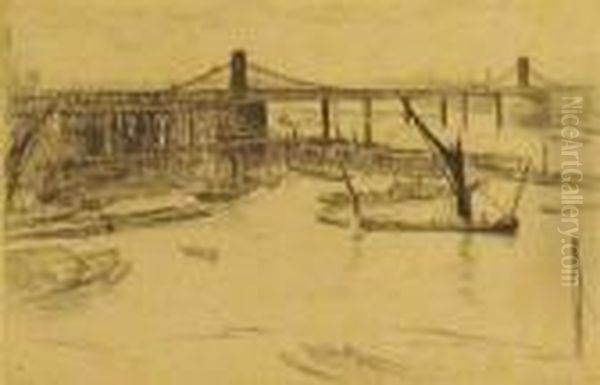 Old Hungerford Bridge Oil Painting by James Abbott McNeill Whistler