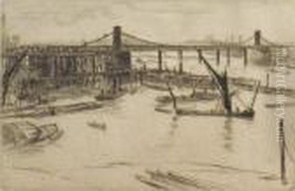 Old Hungerford Bridge Oil Painting by James Abbott McNeill Whistler