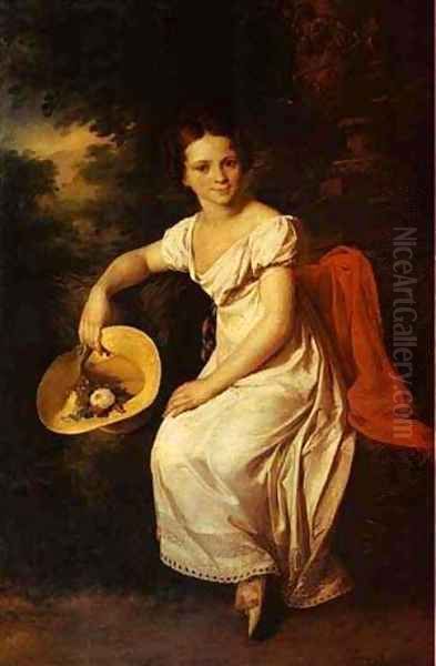 Portrait Of The Dancer Ts Karpakova 1818 Oil Painting by Vasili Andreevich Tropinin