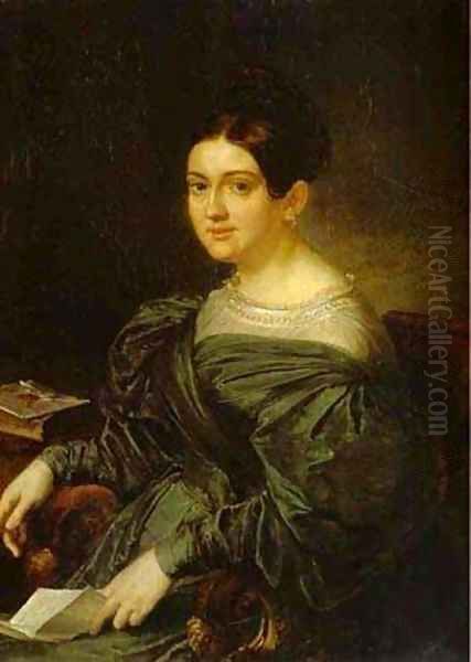 Portrait Of The Writer In Kozhina 1836 Oil Painting by Vasili Andreevich Tropinin