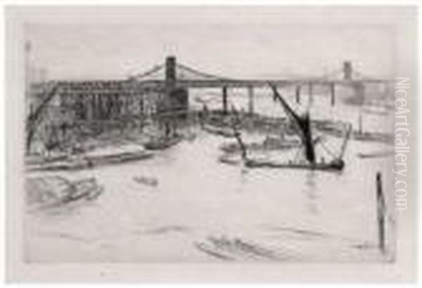 Old Hungerford Bridge Oil Painting by James Abbott McNeill Whistler