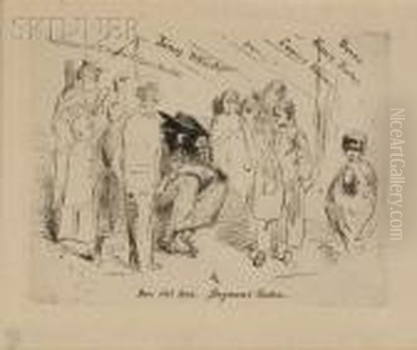 The Title To The French Set (whistler Sketching) Oil Painting by James Abbott McNeill Whistler