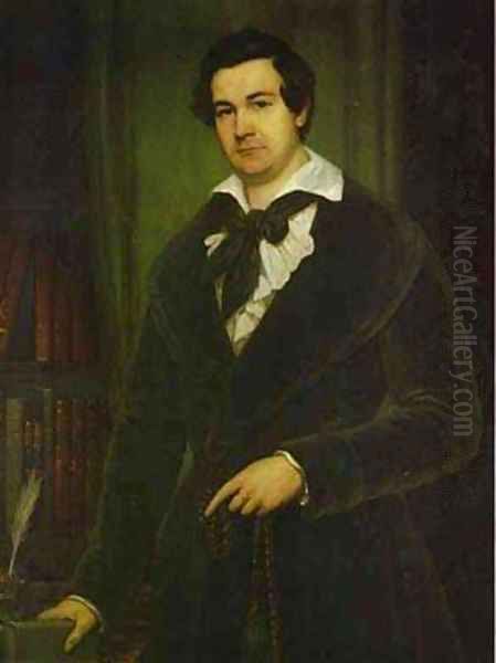 Portrait Of The Actor Va Karatyghin 1842 Oil Painting by Vasili Andreevich Tropinin