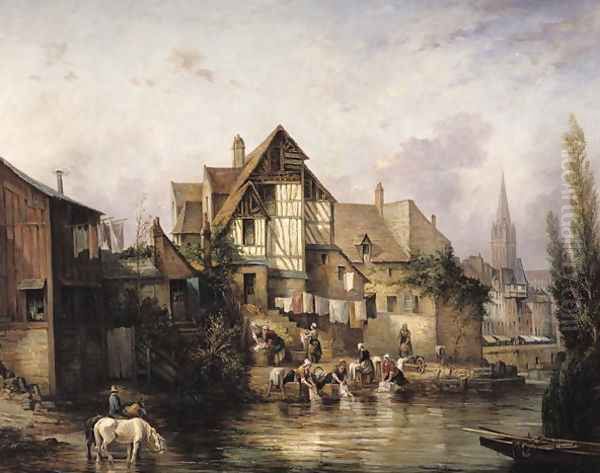 The Petits Murs Wash-House Oil Painting by Victor Theophile Tesniere