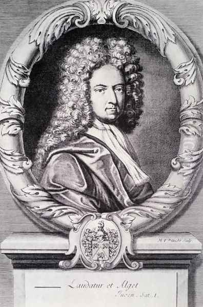 Daniel Defoe, engraved by Michael Van der Gucht 1660-1725 Oil Painting by Taverner, Jeremiah